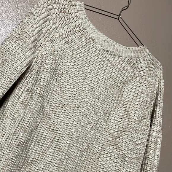 Dex Sweaters - Dex | snake foil gold long sleeve sweater, Chunky knit, Beige w/sheen, Women’s L